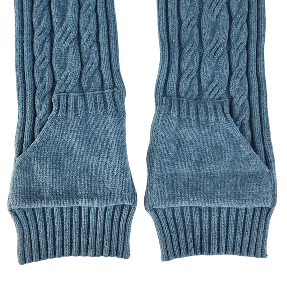 SIMONS LE 31 Men's Knit Scarf with Hand Warmer Pockets 100% lambswool– blue - Picture 3 of 7